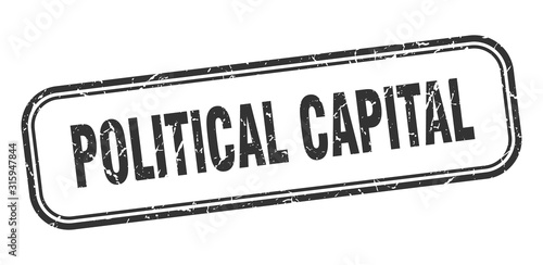 political capital stamp. political capital square grunge black sign