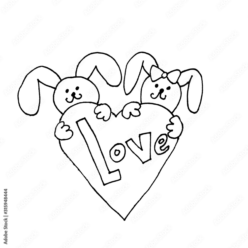 illustration, cute, vector, cartoon, love, heart, design, happy ...