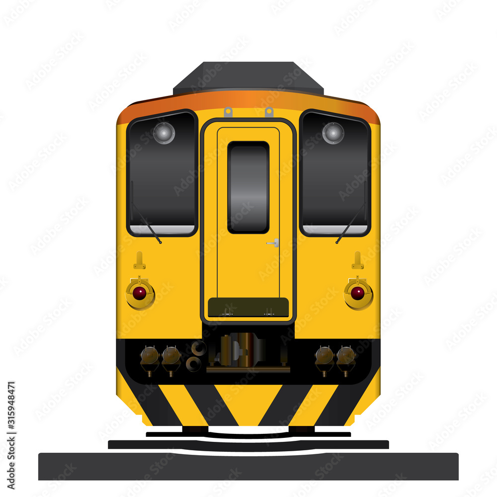 Modern yellow diesel train vector 