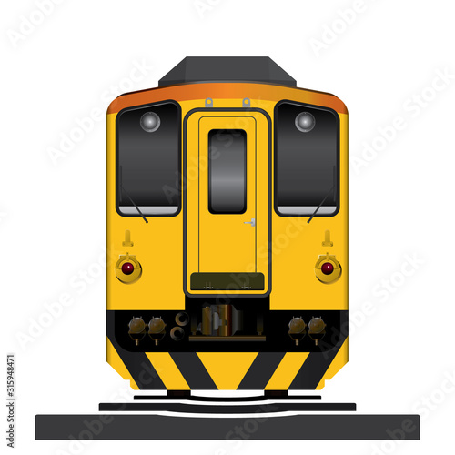 Modern yellow diesel train vector 