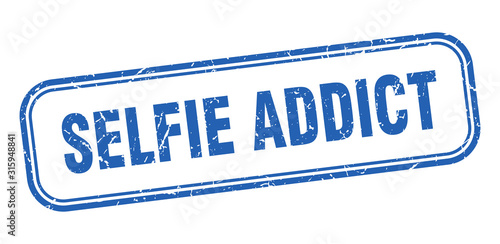 selfie addict stamp. selfie addict square grunge blue sign