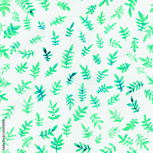 Botanical pattern. Blurred seamless pattern of leaves.