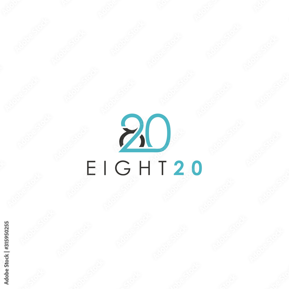 unique logo with the number 820. unique logo with the number 820.