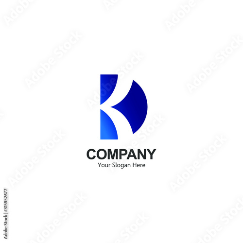 logo letter D & K. design a combination of 2 letters into one unique and simple logo. modern template. with blue texture, for the company's brand and graphic design. illustration vector