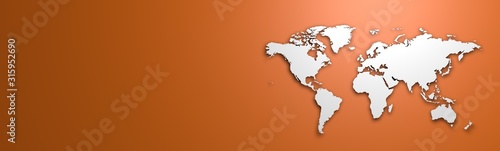 World map on orange background banner