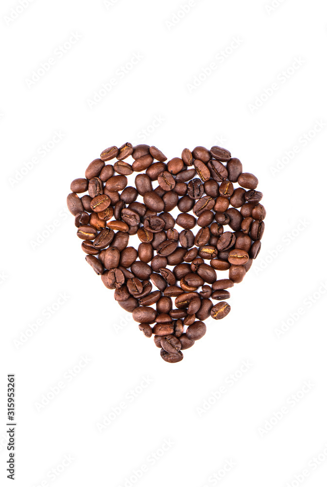 Coffee beans in the shape of heart. Coffee beans in the shape of heart.