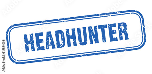 headhunter stamp. headhunter square grunge blue sign