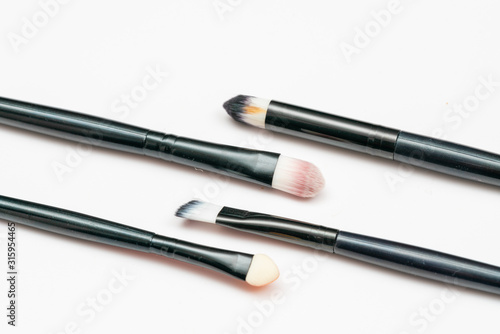 Set of Cosmetic Makeup brush close up