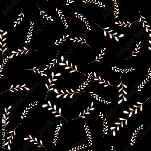 tropical hawaiian outline. Leaf plant botanical floral foliage. Engraved ink art. Seamless background pattern. Fabric wallpaper print texture.
