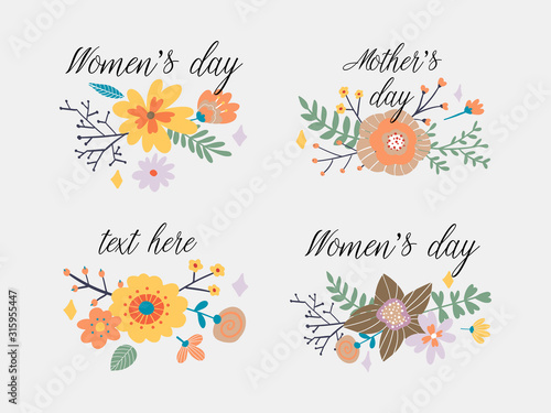 Hand drawn logo collection. Logo design with flowers and beautiful fonts. For designers, florists, photographers and other creative professions