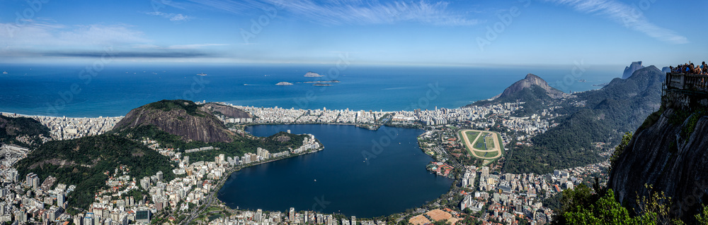 Panorama View of the Rio de Janeiro City, including the Laggon (Lagoa Rodrigo de Freitas), seen from the Corcovado Mountain.