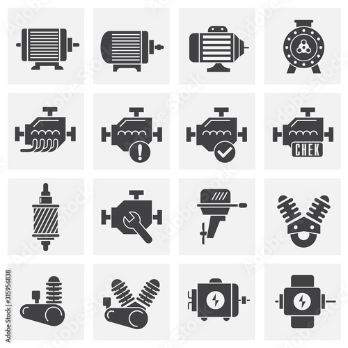 Motor related icons set on background for graphic and web design. Creative illustration concept symbol for web or mobile app