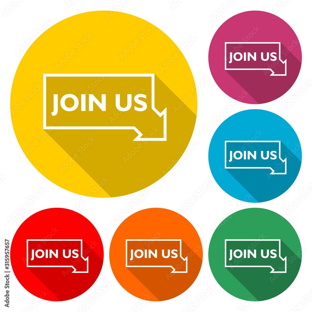 Join Us Letter Banner icon with long shadow Join Us Letter Banner icon with long shadow