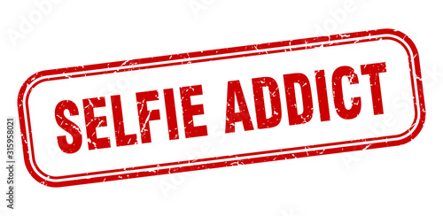 selfie addict stamp. selfie addict square grunge red sign