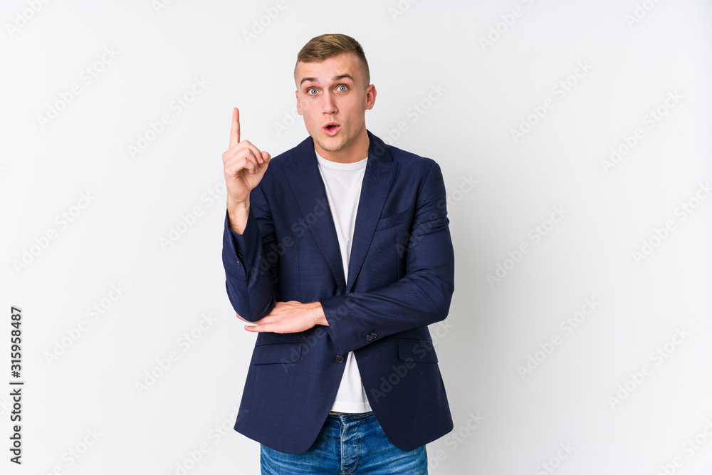 Young business caucasian man having some great idea, concept of creativity. Young business caucasian man having some great idea, concept of creativity.