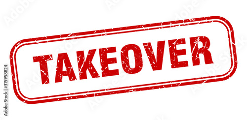 takeover stamp. takeover square grunge red sign