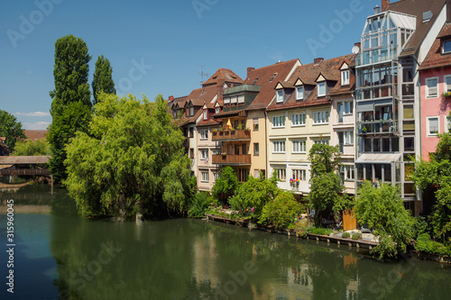 View of Nuremberg old town on the banks of the Pegnitz river, Bavaria, Germany