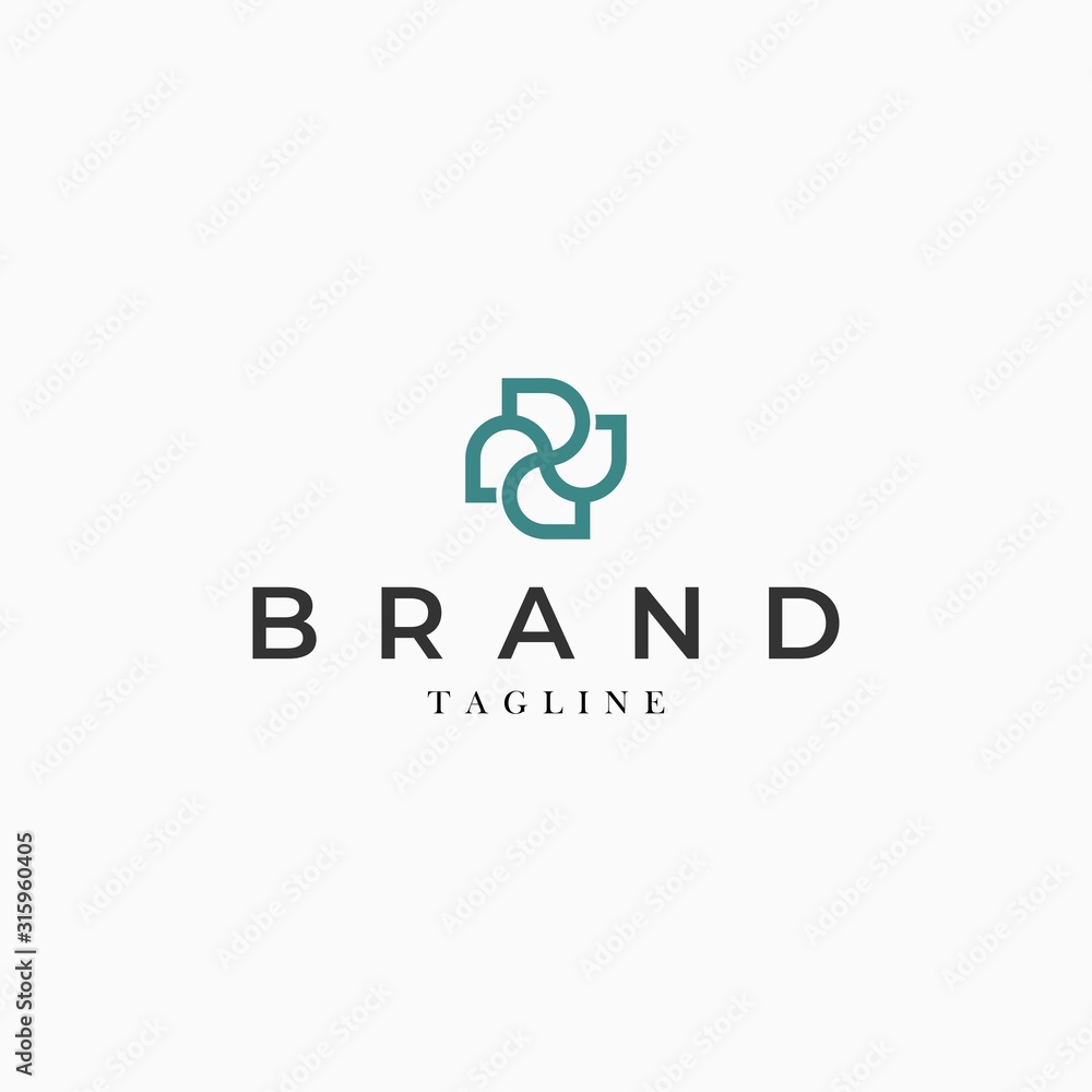 Obraz premium Flower abstract Logo design vector template Linear style.