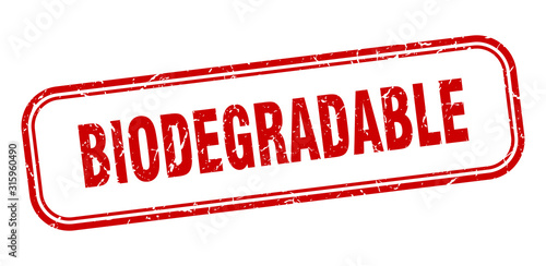biodegradable stamp. biodegradable square grunge red sign