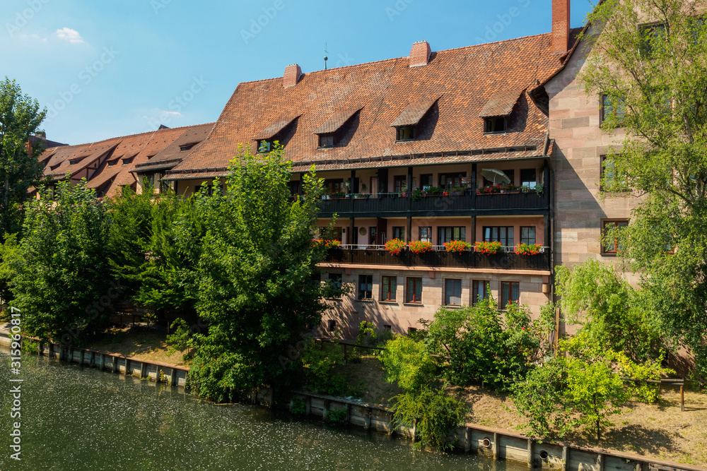 Historic facade in the old town of Nuremberg, Bavaria, Germany