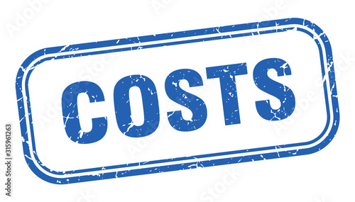 costs stamp. costs square grunge blue sign