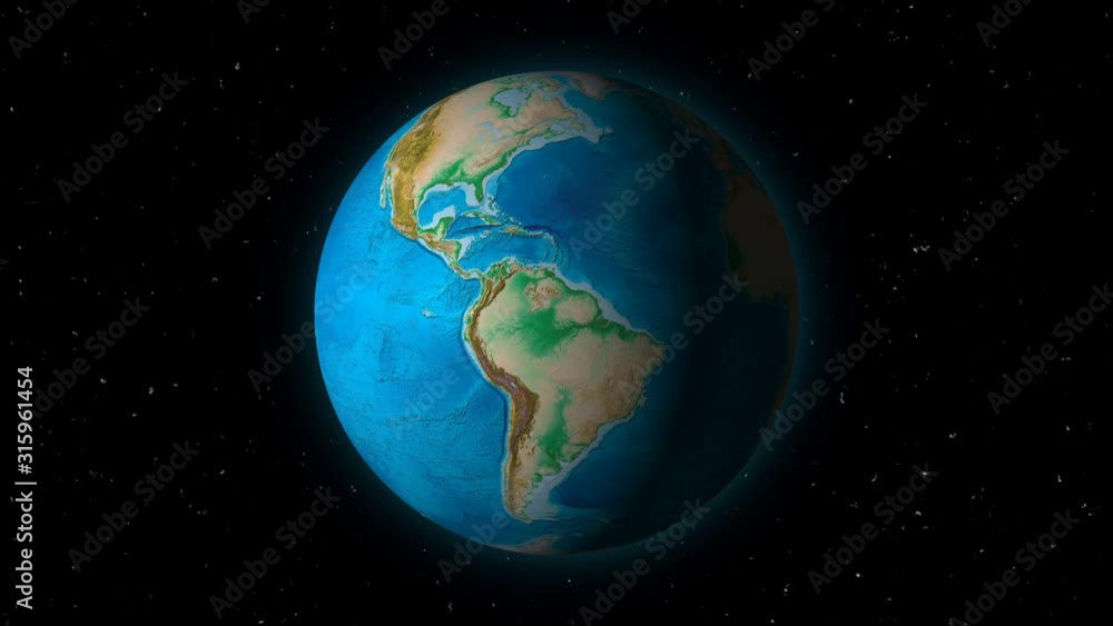Beautiful planet Earth rotates in stellar black space, stars, video, 4K Beautiful planet Earth rotates in stellar black space, stars, video, 4K