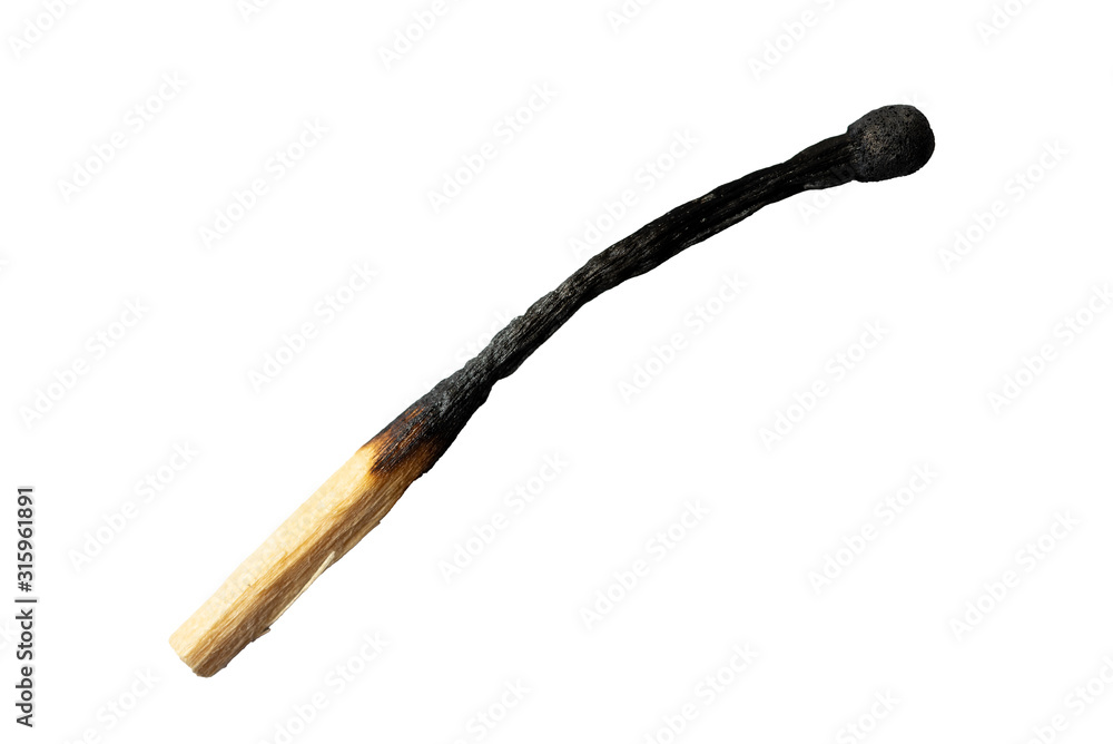 Burnt match isolated on a white background. Close up. Burnt match isolated on a white background. Close up.