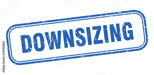 downsizing stamp. downsizing square grunge blue sign