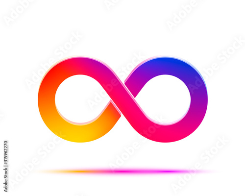 Infinity symbol with color gradient, design element.