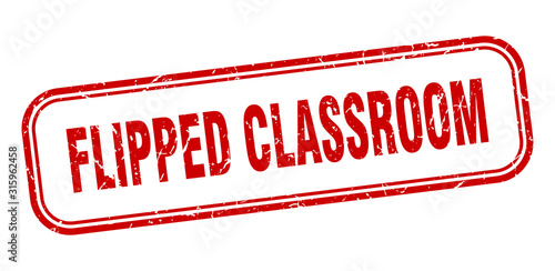 flipped classroom stamp. flipped classroom square grunge red sign