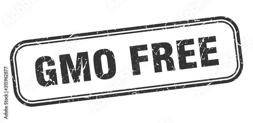 gmo free stamp. gmo free square grunge black sign