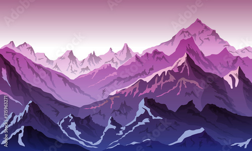 mountains eps 10 illustration background View of violet - vector