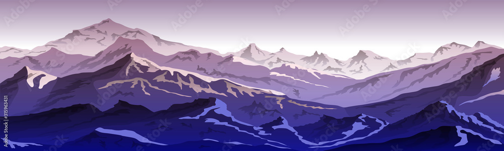 Fototapeta premium mountains eps 10 illustration background View of violet - vector