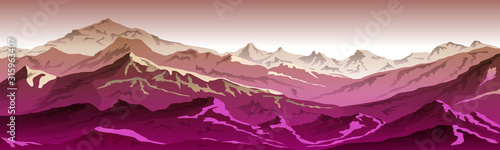 Fototapeta Naklejka Na Ścianę i Meble -  mountains eps 10 illustration background View of pink - vector