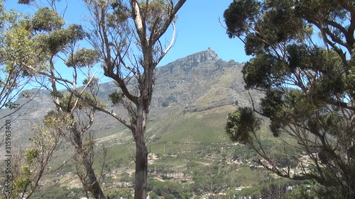 HD high quality sunny day video of spectacular scenic Table Mountain, wide Cape Town city center panorama, Atlantic Ocean bay from Signal Hill view point in Western Cape, Cape Town, South Africa