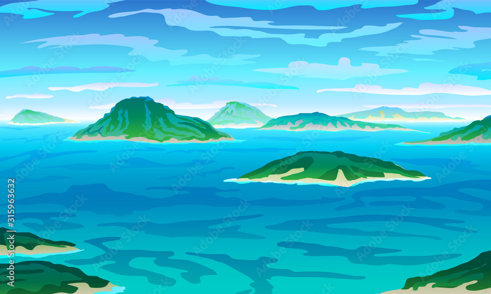 eps 10 illustration background View of blue Caribbean paradise