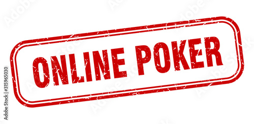 online poker stamp. online poker square grunge red sign