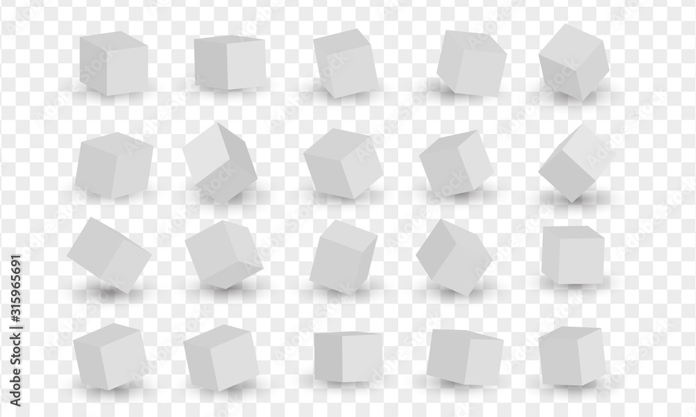 Set of the white 3d blocks, cubes. 3d modeling vector illustration Set of the white 3d blocks, cubes. 3d modeling vector illustration