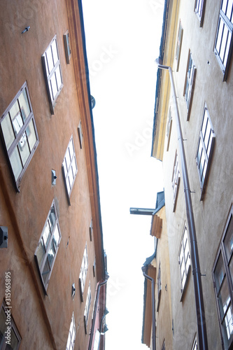 Photography Uneven buildings in stockholm on a sunny day