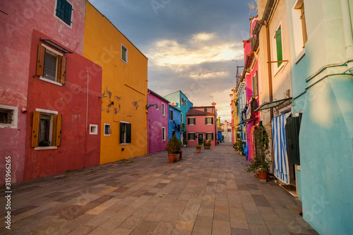 famous colorful buildings in Burano, Italy © ver0nicka