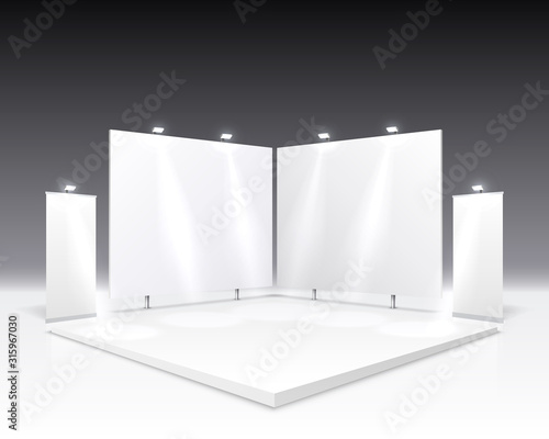 Scene show Podium for presentations on the gray background.