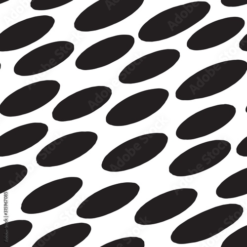 black diagonal ellipses. simple abstract seamless pattern