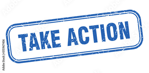 take action stamp. take action square grunge blue sign