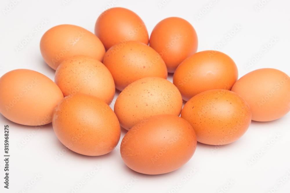 Chicken eggs, raw eggs freshly picked from the farm Chicken eggs, raw eggs freshly picked from the farm