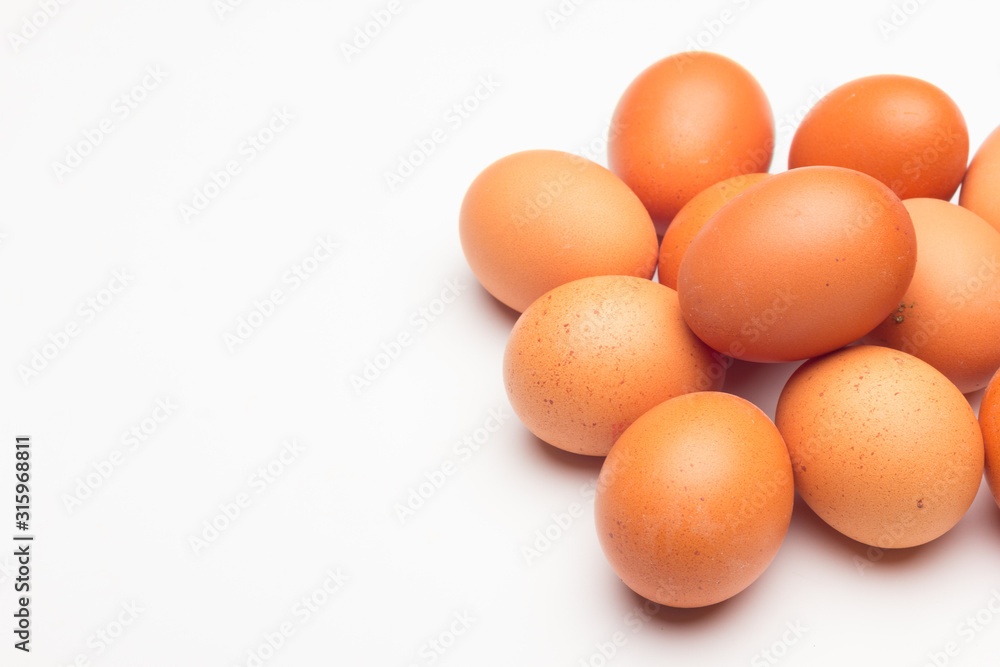 Chicken eggs, raw eggs freshly picked from the farm Chicken eggs, raw eggs freshly picked from the farm