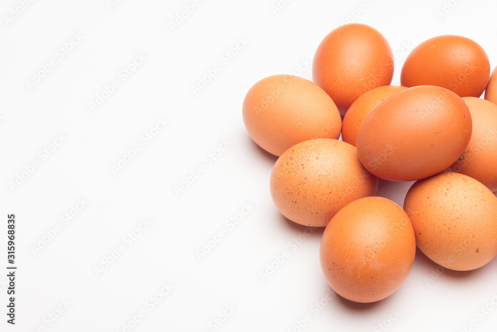 Chicken eggs, raw eggs freshly picked from the farm Chicken eggs, raw eggs freshly picked from the farm