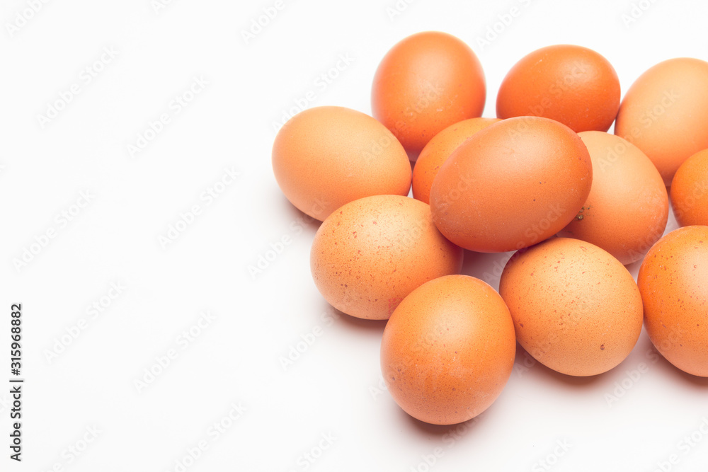 Chicken eggs, raw eggs freshly picked from the farm Chicken eggs, raw eggs freshly picked from the farm