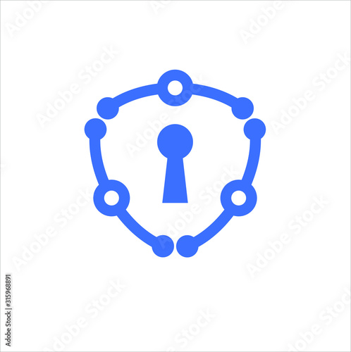 Security shield and technology logo design illustration