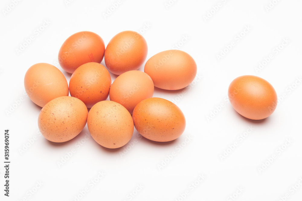 Chicken eggs, raw eggs freshly picked from the farm Chicken eggs, raw eggs freshly picked from the farm