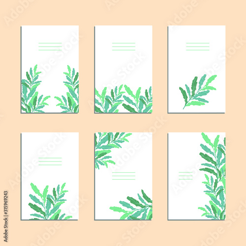 Collection of vector template label  visit cards  square greeting cards and banners with home plants  wild flowers and herbs.Business set of design templates Layout  mockup design for cosmetics.